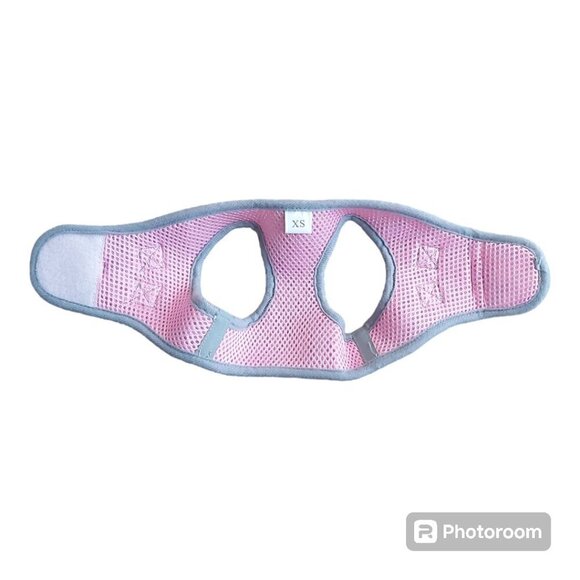 XS Pink/Blue/White Dog Harness with Safety Lock, Hook and Loop Closure, Dbl Loop - Picture 4 of 8